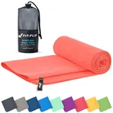 Fit-Flip Mikrofaser Handtuch - kompakte Microfaser Handtücher - ideal als Sporthandtuch, Reisehandtuch, Strandtuch - schnelltrocknend und leicht - Badetuch groß (90x180cm, Pfirsich)