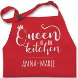 Kinderschürze Schürze Kinder Jungen Mädchen - Kochschürze - Queen of the Kitchen mit Name - 7-14 Jahre - Rot - schürzen kind küche kinderschürzen kochschürzen weihnachten junge - 7-13 Jahre