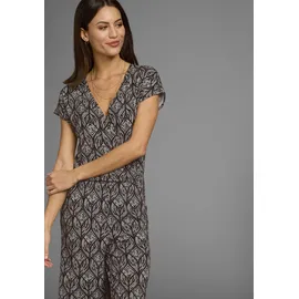 LAURA SCOTT LAURA SCOTT, Damen, Gr. 36, N-Gr, schwarz, sand, geometrisch, Jersey, Obermaterial: 95% Viskose, 5% Elasthan, gemustert, figurumspielend wadenlang, V-Ausschnitt, Overalls Jumpsuit, mit geometrischem Muster