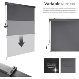 Tectake tectake® Senkrechtmarkise, verschiedene Größen, pulverbeschichtetes Aluminiumgehäuse, inkl. Wandhaltern