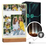 Maverton beleuchteter LED-Rahmen mit eigenem Foto - personalisiertes Acrylglasbild mit Holzständer mit LED-Beleuchtung - Glasfoto für Frauen zum Geburtstag - Größe: 21x32x4,5cm - Freundin