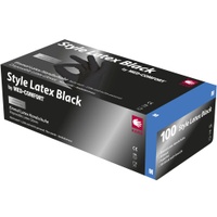 Style Black Latex Einmalhandschuhe puderfrei 14-028-S , 1 Karton = 10 Packungen = 1000 Stück, Größe S