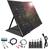 Tragbares Solar Ladegerät 120W 12V Faltbares Monokristallines Solarpanel Kit mit Anderson 18V DC Ausgang 10A Solar Laderegler Batterieklemmkabel für 12v Batterie/Wohnmobil/Campingboot/Handys(120w)