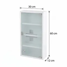 Karat Medizinschrank Allen Abschließbarer Arzneischrank mit Glastür Weiß 60 x 30 cm 4 Fächer