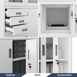 Jan Nowak Vitrinenschrank abschließbar FILIP mit Tresor 185 x 90 x 40 cm, Wohnzimmer, Wohnwände, Vitrinenschränke