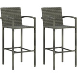 vidaXL Barhocker 2 Stk. Grau Poly Rattan