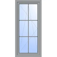 Kunststoff Balkontür "GEORG" 74 mm 2-fach Verglasung 6 Sprossenfelder Silbergrau RAL 7001 innen öffnend DIN rechts