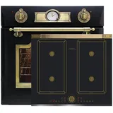 Kaiser Herd Set Empire EH 6355 Em + KCT 6745 FI AD • Retro Einbau Herdset 60 cm Schwarz/Antique Gold • Multi 8 Backofen mit katalytischer Selbstreinigung • Free-Zone Induktion • Power Circle Slider
