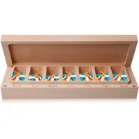 Medikamentenbox 7 Tage: PRITOK Pillenbox aus Buchenholz, Tablettenbox Holz, 7-Tage-Pillen-Organizer mit Magnetverschluss. Ideal für die Aufbewahrung von Vitaminen, Pillen und Nahrungsergänzungsmitteln