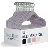 Blumtal 50 Stück Samt-Kleiderbügel - Samt-Kleiderbügel, rutschfest, um 360° drehbar, platzsparend, hochwertig mit Krawattenklammer - Grau