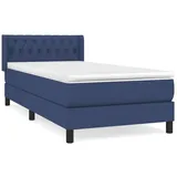 vidaXL Boxspringbett mit Matratze Blau 100x200 cm Stoff