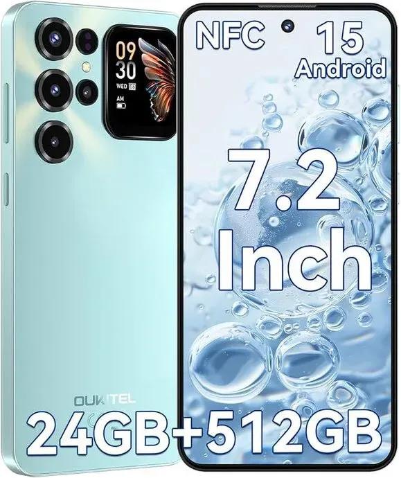 OUKITEL C68 Plus (8+512) 7,2 Zoll 6000 mAh Akku 9,5 mm ultradünnes Gehäuse Smartphone mit Zweitdisplay Blau