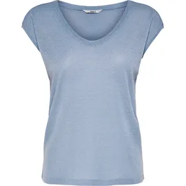Only ONLSILVERY S/S V Neck Lurex TOP JRS NOOS Blau M