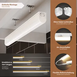 PARLAT LED Unterbau-Leuchten Rigel, je 57,3cm, je 790lm, warm-weiß, 4er Set