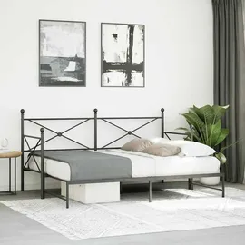 vidaXL Tagesbett Ausziehbar ohne Matratze Schwarz 90x200 cm Stahl