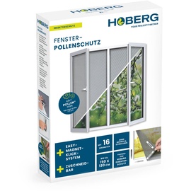 Hoberg Fenster-Pollenschutz mit innovativer Magnetbefestigung | Fliegennetz bis zu 150 x 130 cm individuell zuschneidbar, kein Bohren und Schrauben | Moskitonetz anbringen mit 16 Magneten [anthrazit]