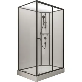 Schulte Komplettkabine - Version rechts, 120 x 204 cm, Sicherheitsglas, Esg Klar hell, Mattschwarz, - Schwarz