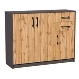 home collective Kommode 110 x 85 x 35 cm Graphit-Eiche