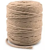 APREGGIO Makramee Garn 5mm x 100m - Natürliches Baumwollgarn Gedreht (Single Twist) - Ökologisches Makramee Seil für DIY, Wandbehang, Blumenampel & Deko, Lebensmittelecht: Beige