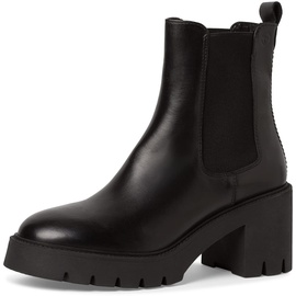 TAMARIS Damen Chelsea Boots, Frauen Stiefeletten,TOUCHit-Fußbett,Bootee,Booties,halbstiefel,Kurzstiefel,uebergangsschuhe,Black Leather,41 EU - 41 EU
