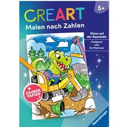 Ravensburger CreArt Malen nach Zahlen ab 5, Zauberpapier: Dinos auf der Baustelle