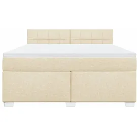 vidaXL Boxspringbett mit Matratze Creme 180x200 cm Stoff - Creme