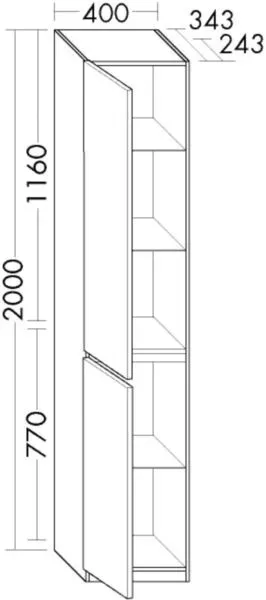 Burgbad Hochschr.Lin20 Melamin 2000x400x345 Eiche Dekor Nachtschwarz, HSPJ040LF7331 HSPJ040LF7331