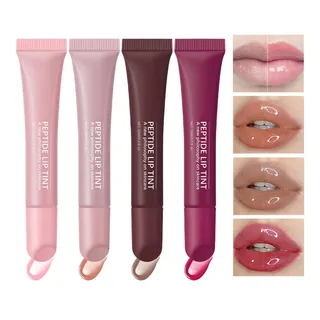 Rhod Peptide Lip Tint, Rhod Lip, 4er-Pack, Hochglänzend, Langanhaltend, Feuchtigkeitsspend, Glänzend, Damen und Mädchen