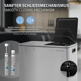 ML-Design Mülleimer Küche 2x30L Silber Mülltrennsystem 2 Fächer Treteimer