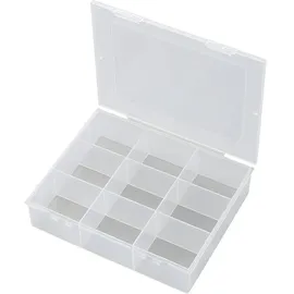 TRU Components E-112-1 Sortimentskasten (L x B x H) 190 x 145 x 42 mm Anzahl Fächer: 9 feste Unterteilung Inhalt 1 St.