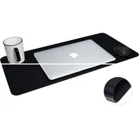 alfoem Multifunktionales Leder-Mauspad, Tisch-Pad, wasserdichte Schreibtischunterlage für Schreibtisch, Leder-Maus-Schreibtischunterlage für Büro und Zuhause (schwarz + schwarz, 23.6*11.8‘’ )