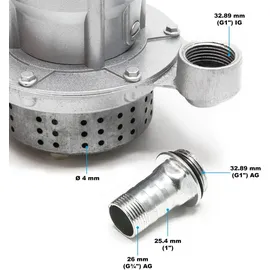 Wiltec Schmutzwasserpumpe 370 W Tauchpumpe mit 1.500 l/h Fördermenge inkl. 20 m Schlauch Pumpe