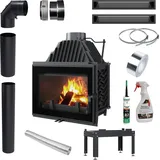 Gusseisen-Kamineinsatz KRATKI PRO ZOSIA 12 kW ECO-Installationsset - Schwarz