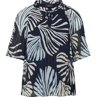 s.Oliver Festliche Chiffon-Bluse mit Plissee und Rüschen Blau 44