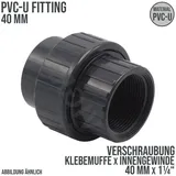 Mega Group - Mega Verschraubung Pvc-u 40 mm PVC Klebe Fitting Innengewinde 10 Bar, Grau