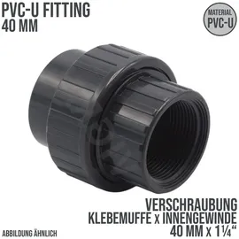 Mega Group - Mega Verschraubung Pvc-u 40 mm PVC Klebe Fitting Innengewinde 10 Bar, Grau