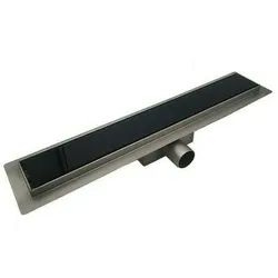 Design Duschrinne Bodenablauf mit schwarzen Rost aus Glas 50-100cm