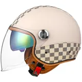 Motorradhelm Rollerhelm Retro Helm Motorrad Mit Doppelbrille Herausnehmbares Futter Chopper Helm Mit ECE Zulassung Motorradhelm Halbschale Für Erwachsener Herren Damen