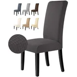 BalladHome Stuhlhussen 4 Stück Stuhlbezüge Stretch Stuhlbezug Elastische Spandex Stuhlhussen Universal Abnehmbare Waschbar für Hotel Party Bankett (Karbon Grau, 4 Stück)-M