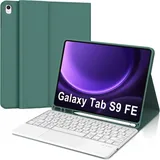 WINCHKING Tastatur Hülle für Samsung Galaxy Tab S10 FE 10.9 Zoll, Kompatibel Samsung Galaxy Tab S9 FE, 7 Farben Beleuchtete, Kabellose Abnehmbare mit Touchpad, QWERTZ Layout (Dunkelgrün)