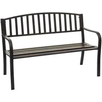 Mendler Gartenbank HWC-F43, Bank Parkbank Sitzbank, 2-Sitzer pulverbeschichteter Stahl