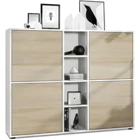 Vladon Highboard, Eiche San Remo, 130.5x105.5x35.5 cm, Wohnzimmer, Kommoden
