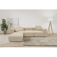 RAUM.ID Ecksofa Gerrid L-Form«, Cord-Bezug, Modulsofa, bestehend aus Eck- und Mittelelement + Hocker beige