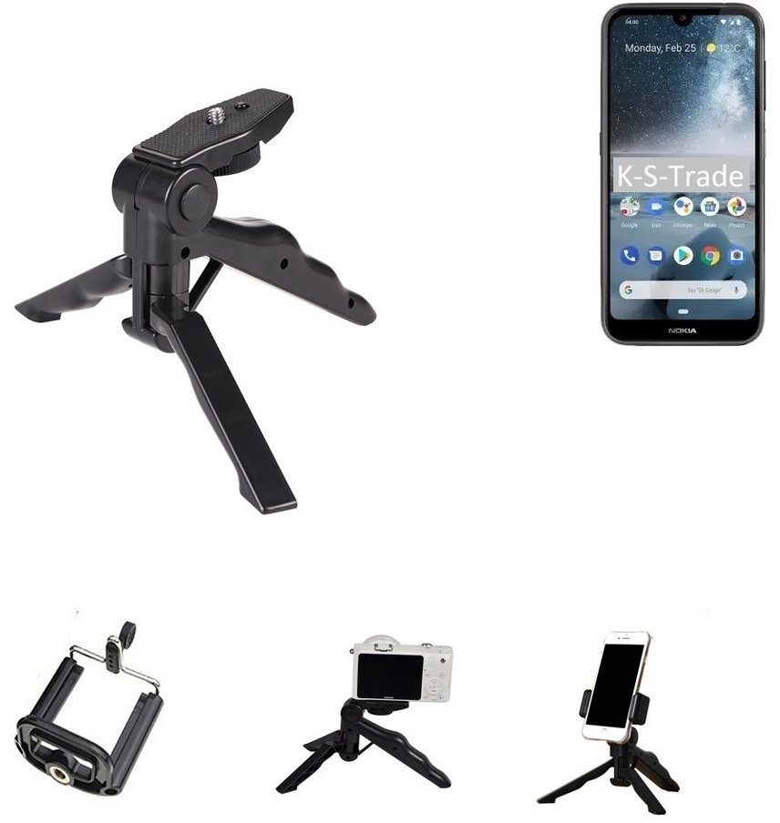 K-S-Trade für Nokia 4.2 Smartphone-Halterung, (Stativ Tisch-Ständer Dreibein Handy-Stativ Ständer Mini-Stativ) schwarz
