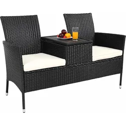 Polyrattan Kino Bank Schwarz 143x67x87cm