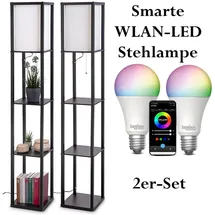 Lunartec Stehlampe Holz Schwarz