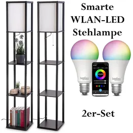 Lunartec Stehlampe Holz Schwarz