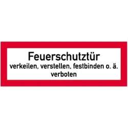 Aufkleber Feuerschutztür verkeilen...verboten, Folie, 297x105 mm