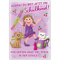 Perleberg - schöne Karte zum Schulanfang mit Mädchen Motiv