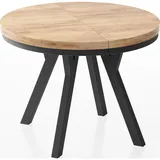 WFL GROUP Esstisch, Eiche Wotan, Rund, 100x76x100 cm, Esszimmer, Tische, Esstische